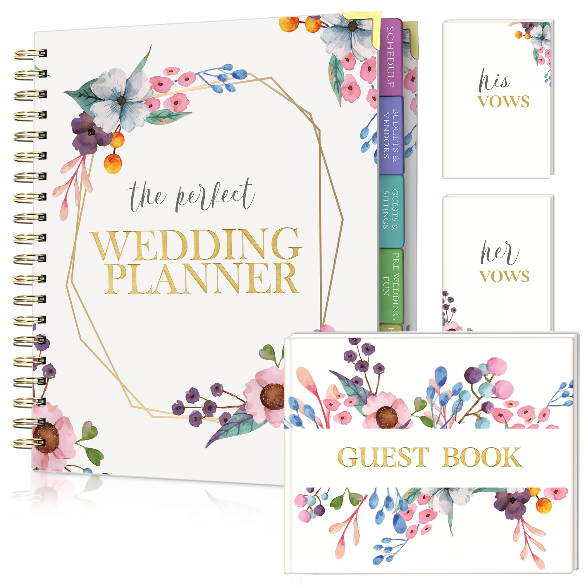 Generic The Wedding Planner Set with 3 Pieces, Wedding Planner with 2 Vow Books and 1 Wedding Guest Book, Wedding Binder, Wedding Planner for Bride, Wedding Checklist, Wedding Organizer, White