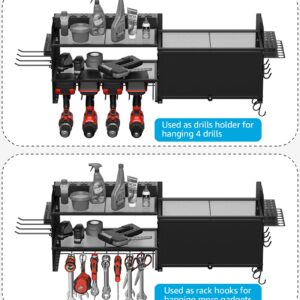 CCCEI Power Tools Organizers with Charging Station. Drills and Battery Holder Wall Mount with Cabinet Storage. Garage Rack Shelf with Power Strip. Gifts for Men, Father.