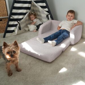 Sturdy Kids Couch and Chair for Fun Play Time or Comfy Lounging - The Perfect 2 in 1 Toddler Sofa Easily Unfolds Into a Super Soft Lounger - Modern Fold Out Chair for Babies Fits Nicely with Any Decor