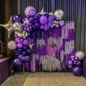 YMSZ Purple Balloons, 50pcs 12 inch Purple Confetti Balloons Kit, Metallic Purple Latex Balloons for Birthday, Bridal Shower,Wedding, Graduation Party Decorations