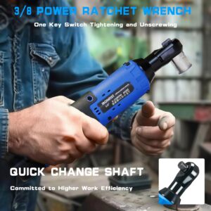 IRONFIST Cordless Electric Ratchet Wrench Set, 3/8" 12V Power Ratchet Driver, 2-Pack Lithium-Ion Batteries, 7 Sockets and Charger