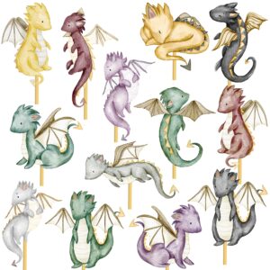 28pcs Dragon Centerpieces Sticks for Table Dragon Birthday Party Decorations Dragon Baby Shower Decorations for Baby Dragon Theme Party Supplies