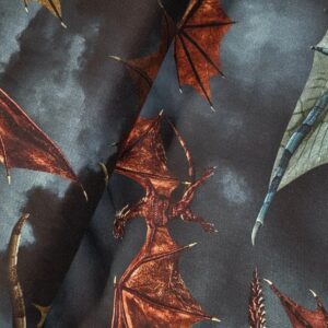 Dragon's Lair by Timeless Treasures Multicolor Dragons in Battle Cotton Fabric by The Yard, CD2494-GREY