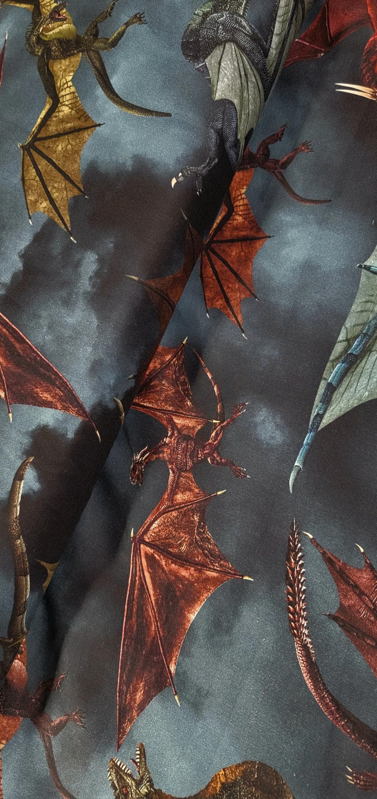 Dragon's Lair by Timeless Treasures Multicolor Dragons in Battle Cotton Fabric by The Yard, CD2494-GREY