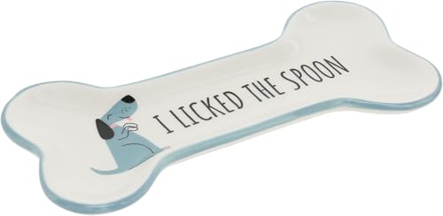 Pavilion - I Licked The Spoon - 8.5" Housewarming Decorative Bone Shaped Spoon Rest Holder Pet K-9 Puppy Dog Rescue Adoption Animal Pet Parents Mom Dad Present