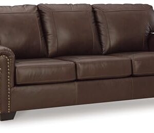 Signature Design by Ashley Colleton Classic Leather Match Sofa with Nailheads, Dark Brown