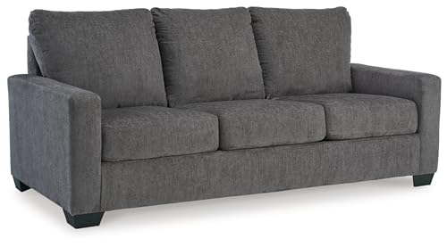 Signature Design by Ashley Rannis Casual 2-in-1 Sofa Sleeper with Folding Gel Memory Foam Mattress, Queen, Gray