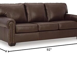 Signature Design by Ashley Colleton Classic Leather Match Sofa with Nailheads, Dark Brown