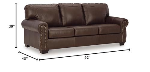 Signature Design by Ashley Colleton Classic Leather Match Sofa with Nailheads, Dark Brown