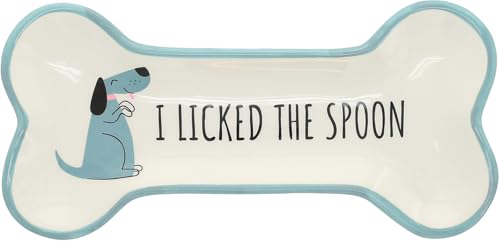 Pavilion - I Licked The Spoon - 8.5" Housewarming Decorative Bone Shaped Spoon Rest Holder Pet K-9 Puppy Dog Rescue Adoption Animal Pet Parents Mom Dad Present