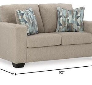 Signature Design by Ashley Deltona Contemporary Loveseat with 2 Accent Pillows, Beige