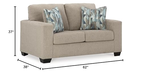 Signature Design by Ashley Deltona Contemporary Loveseat with 2 Accent Pillows, Beige