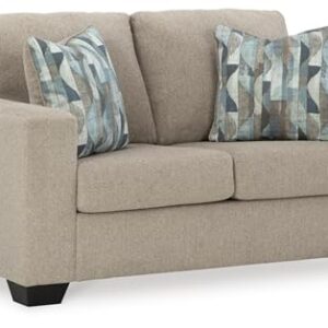 Signature Design by Ashley Deltona Contemporary Loveseat with 2 Accent Pillows, Beige