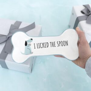 Pavilion - I Licked The Spoon - 8.5" Housewarming Decorative Bone Shaped Spoon Rest Holder Pet K-9 Puppy Dog Rescue Adoption Animal Pet Parents Mom Dad Present