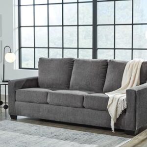 Signature Design by Ashley Rannis Casual 2-in-1 Sofa Sleeper with Folding Gel Memory Foam Mattress, Queen, Gray