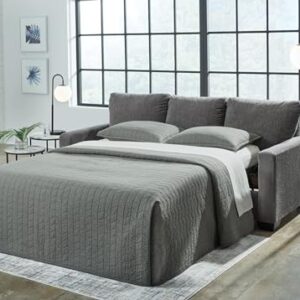 Signature Design by Ashley Rannis Casual 2-in-1 Sofa Sleeper with Folding Gel Memory Foam Mattress, Queen, Gray