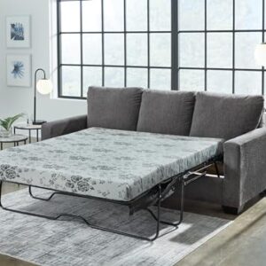 Signature Design by Ashley Rannis Casual 2-in-1 Sofa Sleeper with Folding Gel Memory Foam Mattress, Queen, Gray