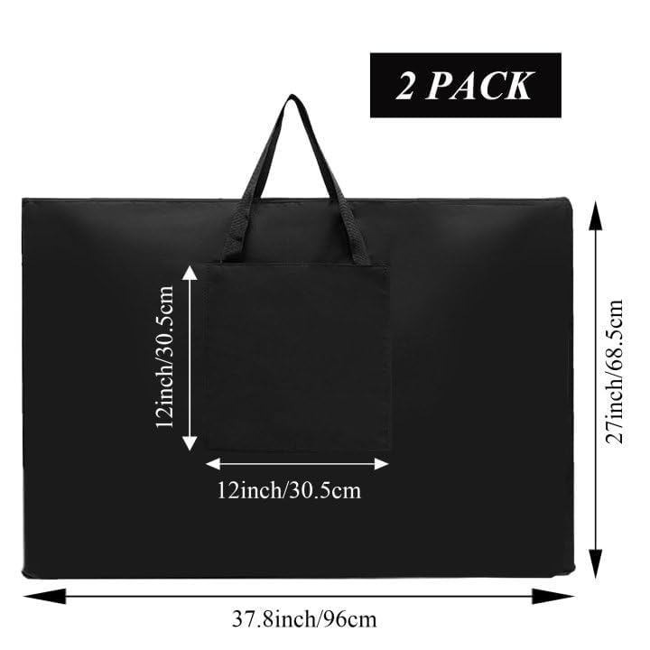 ZUQIAN 2 Pack Large Size Art Portfolio Bag with Nylon Shoulder, 27 x 36 Inches Poster Board Storage Bag, Waterproof Drawing Painting Sketch Bag Case for Artist and Student Art Work Portfolio