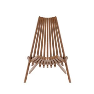 Flash Furniture Delia Commercial Indoor/Outdoor Wood Folding Chair, Low Profile Lounge for Patio, Porch, or Garden, Versatile Weather-Resistant Acacia Wood, Brown