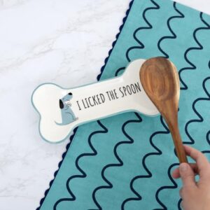 Pavilion - I Licked The Spoon - 8.5" Housewarming Decorative Bone Shaped Spoon Rest Holder Pet K-9 Puppy Dog Rescue Adoption Animal Pet Parents Mom Dad Present