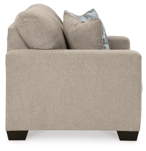 Signature Design by Ashley Deltona Contemporary Loveseat with 2 Accent Pillows, Beige