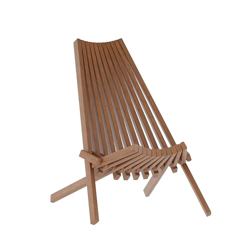 Flash Furniture Delia Commercial Indoor/Outdoor Wood Folding Chair, Low Profile Lounge for Patio, Porch, or Garden, Versatile Weather-Resistant Acacia Wood, Brown