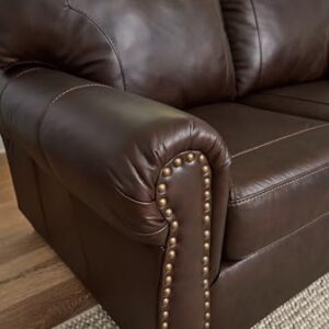 Signature Design by Ashley Colleton Classic Leather Match Sofa with Nailheads, Dark Brown