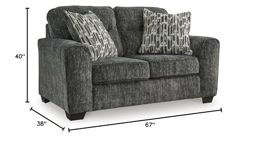 Signature Design by Ashley Lonoke Modern Loveseat with 2 Accent Pillows, Gray