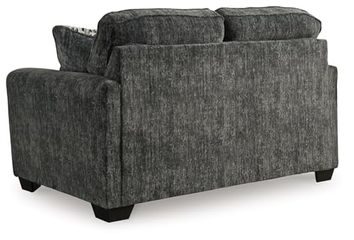 Signature Design by Ashley Lonoke Modern Loveseat with 2 Accent Pillows, Gray