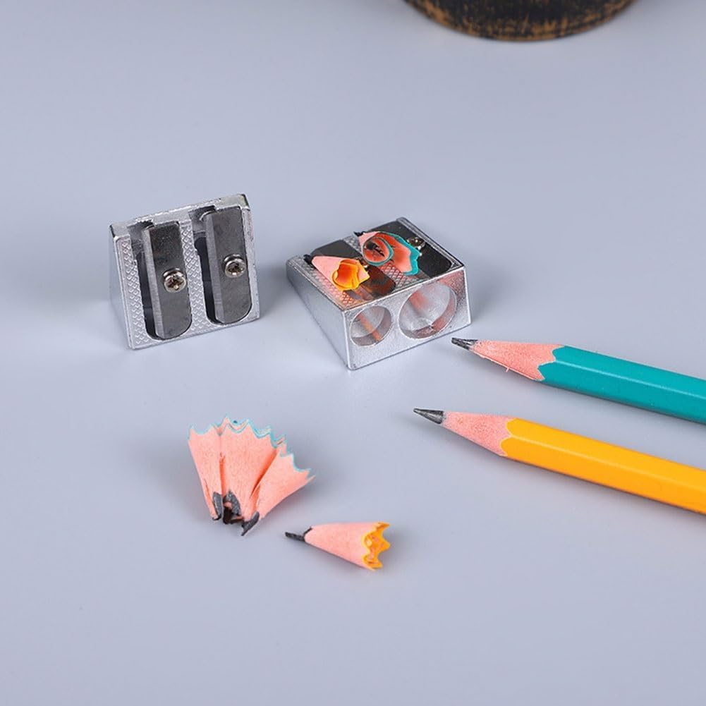 Magnesium Pencil Sharpener Survival,Metal Pencil Sharpener Magnesium, 2-Hole Pencil Sharpener Magnesium Alloy Wedge Profile (6)