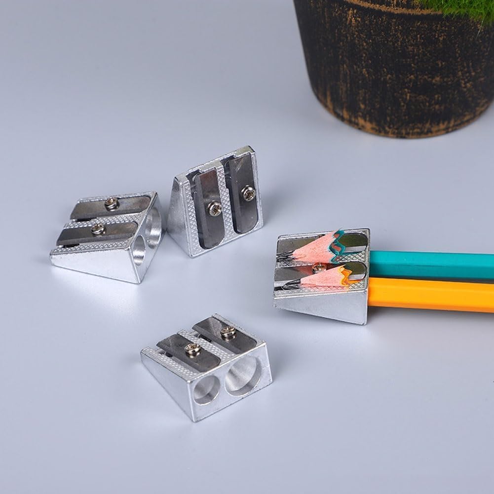 Magnesium Pencil Sharpener Survival,Metal Pencil Sharpener Magnesium, 2-Hole Pencil Sharpener Magnesium Alloy Wedge Profile (6)