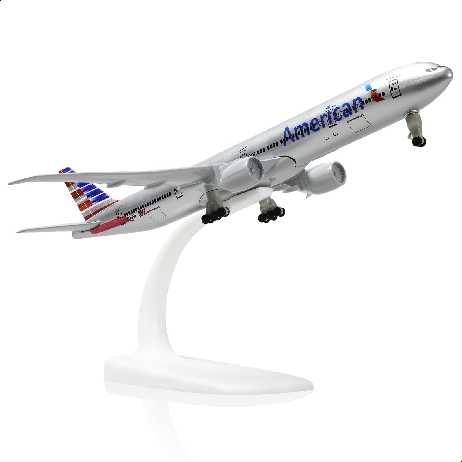 QIYUMOKE Boeing 777 AA Airlines 1/300 Diecast Metal Airplane Model 777 Airplane Model for Adult with Stand (8.3 inches Long) Aviation Enthusiasts Gifts, Desktop Display Decorations