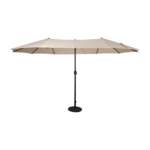 Flash Furniture Elizabeth Triple Head Patio Umbrella, Commercial Grade Umbrella with Easy Lift Crank Function, Water and Weather Resistant, 15 FT, Tan