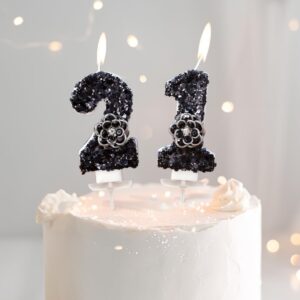 MACTANO Numbers Candles, Birthday Cake Candle Black Sparkle Glitter for Wedding Party Decoration (Number 1)