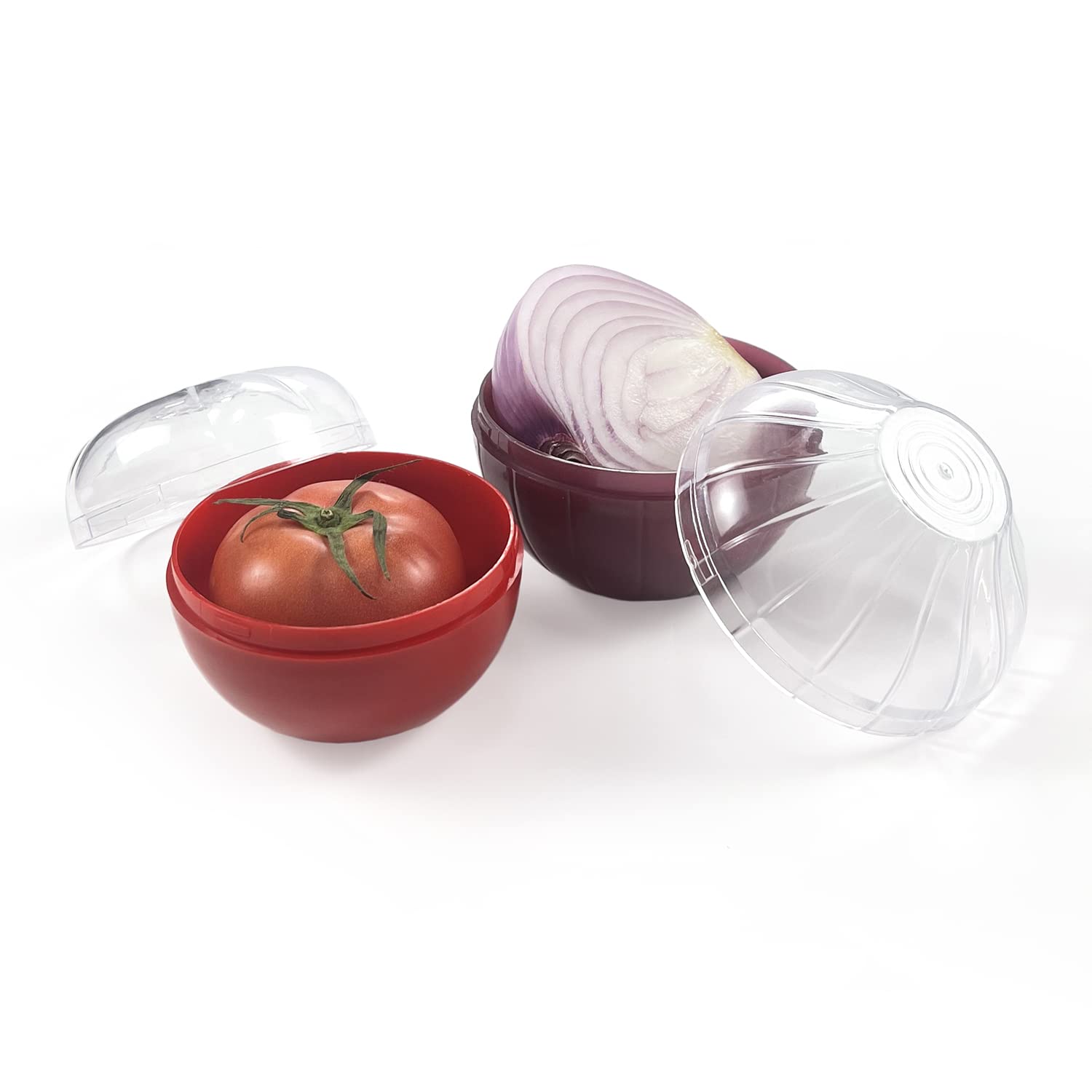 Magicaleast 2PCS Fruit and Vegetable Shaped Savers Onion and Tomato Storage Containers for Fridge Vegetable Crisper Makes Food Stays Fresh Longer