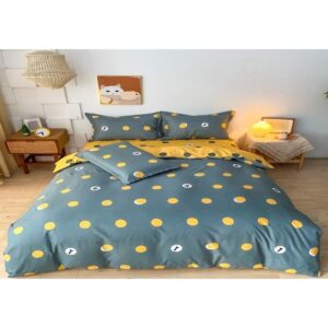 4Pcs Preppy Bedding Sheets & Pillowcases Sets, Cotton Bed Sheets and Pillow Covers and Duvet Cover, Soft Bed Set, Bedding Sets & Collections, Bedsheets for Women, Men, Teen Girl Boys CD3-6112-2