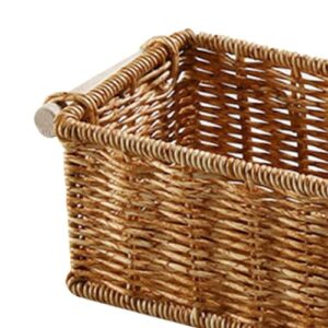 Generic Imitation Rattan Storage Basket,Rattan Bathroom Vanity Trays, Long Narrow Woven Baskets Multipurpose for Bedroom Bar Kitchen, M, Optional