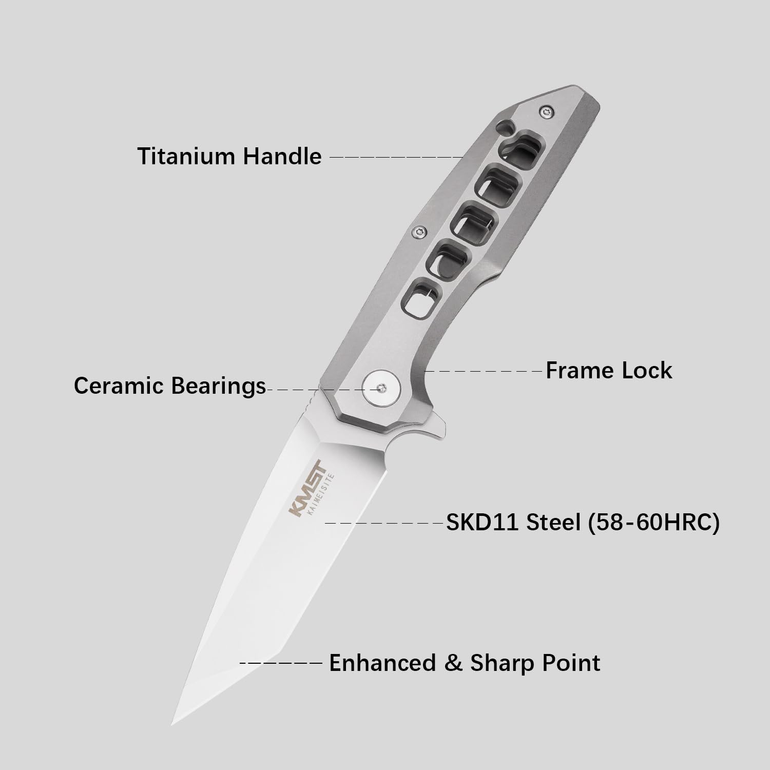 kaimeisite Pocket Knife, 3.5" Pocket Knife for Men, Pocket Knife Set, Knives for Men Tactical Knife, Edc Knife, Folding Knife,Titanium Alloy & SKD11 Steel, Frame Lock, White