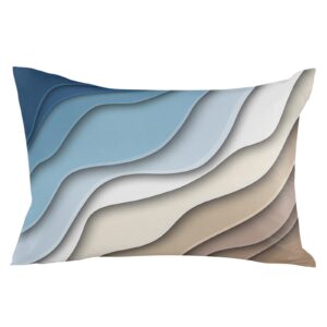 MUSWEDSEP Blue Stripe Outdoor Pillow Covers Pack of 2,Ocean Beach Modern Geometric Waterproof Throw Pillow Cover,Brown Gradient Water Ripple Decorative Cushion Case for Patio Garden Couch Sofa