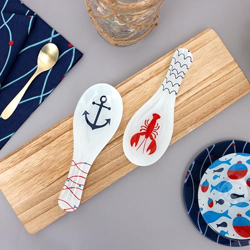 Pavilion - Lobster - Glass 9.25" Spoon Rest Waterfront Lake Boat Beach Ocean Seaside Kitchen Decor