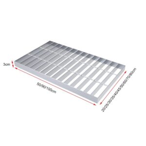 Galvanized Steel Drain Grate and Frame, Two Outdoor Drain Cover, Durable Heavy Duty Channel Grate, Sewer Grate, for Work Platform, Construction Site, Car Wash Room