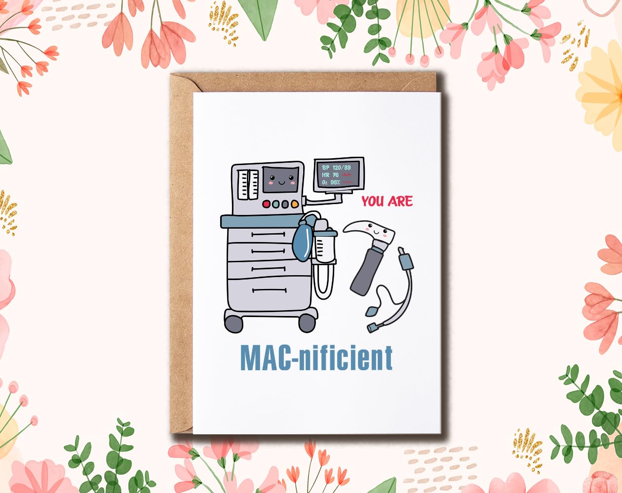 MHSDesigns You Are Mac-nificient Card - Greeting Card For Doctor - Thank You Card - Cute Therapist Card - Respiratory Card, White