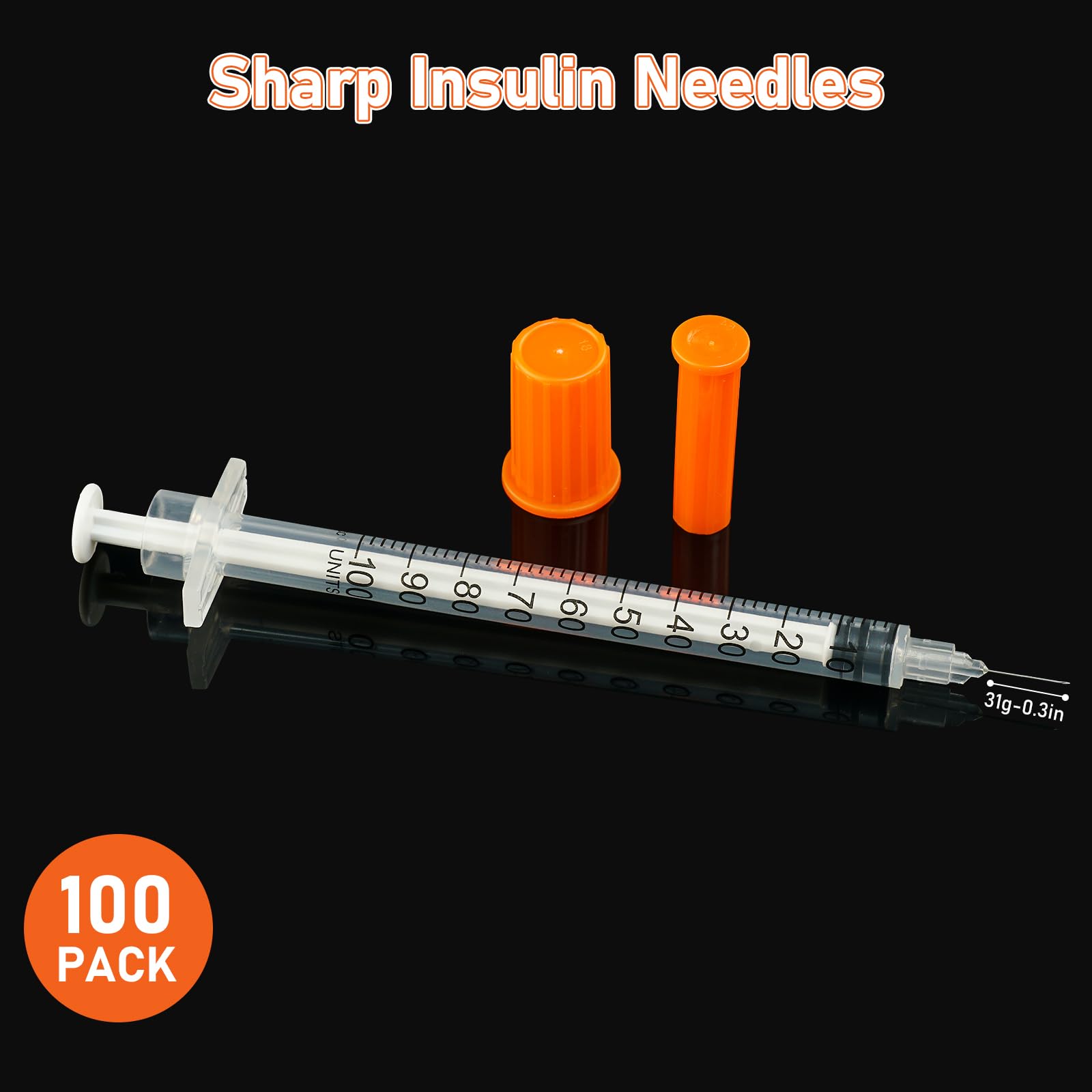 SHAOTONG 1ml Syringes with Needle, U-100 1cc Syringe 30G 5/16 Inch Needle, Sterile Individually Wrapped Box of 100