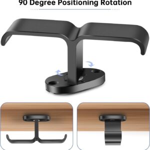 aceyoon Headphone Stand Hanger Under Desk Designed Aluminum Headphone Holder Hook 90° Rotatable Headsets Adhesive & Screws Universal Compatible with PC Gaming DJ Headsets