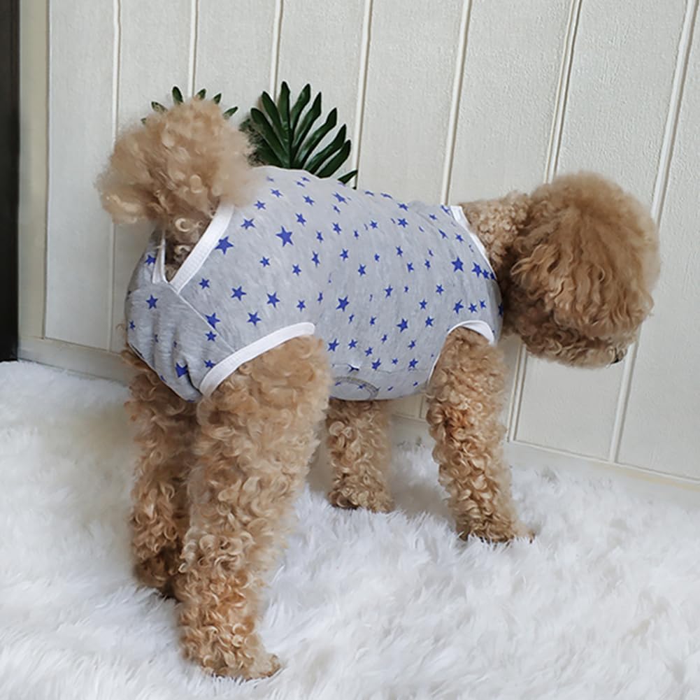 Dog Surgical Recovery Suit, Spay Recovery Suit for Small Medium Dog, Post Surgery Dog Onesie for Male Female Puppy (Grey Stars-L)