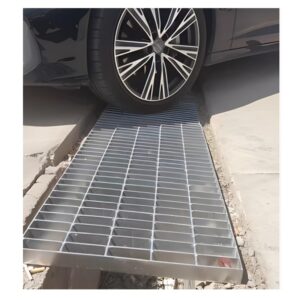 Galvanized Steel Drain Grate and Frame, Two Outdoor Drain Cover, Durable Heavy Duty Channel Grate, Sewer Grate, for Work Platform, Construction Site, Car Wash Room