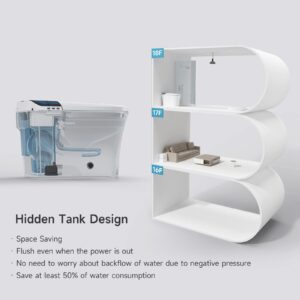 Tankless Smart Toilet with Bidet Built In, One Piece Bidet Toilet Warm Water Sprayer and Dryer - Auto Flush, Auto Open & Close, Heated Seat, LED Display- Remote Control