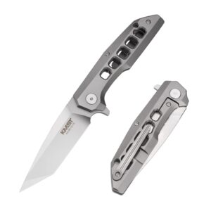 kaimeisite pocket knife, 3.5" pocket knife for men, pocket knife set, knives for men tactical knife, edc knife, folding knife,titanium alloy & skd11 steel, frame lock, white