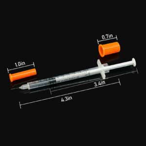 SHAOTONG 1ml Syringes with Needle, U-100 1cc Syringe 30G 5/16 Inch Needle, Sterile Individually Wrapped Box of 100