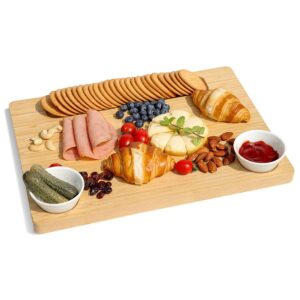 Bamboo Cheese Boards Cutting Boards, HALE OTEIR Double Sided Steak Serving Board Cheese Board & Cutting Board with 2 Bowls, Charcuterie Board for Kitchen Counter Meat - Housewarming Gift